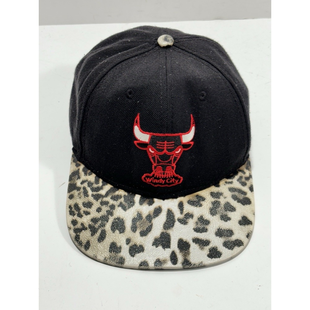Chicago Bulls Leopard Print Hat Cap Black Mitchell&Ness NBA